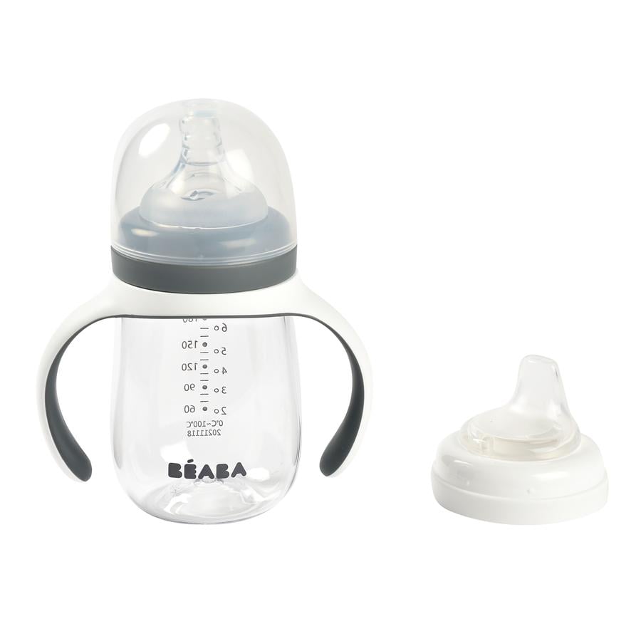 BEABA® Trinklernflasche 2 in 1, 210 ml - mineral grau