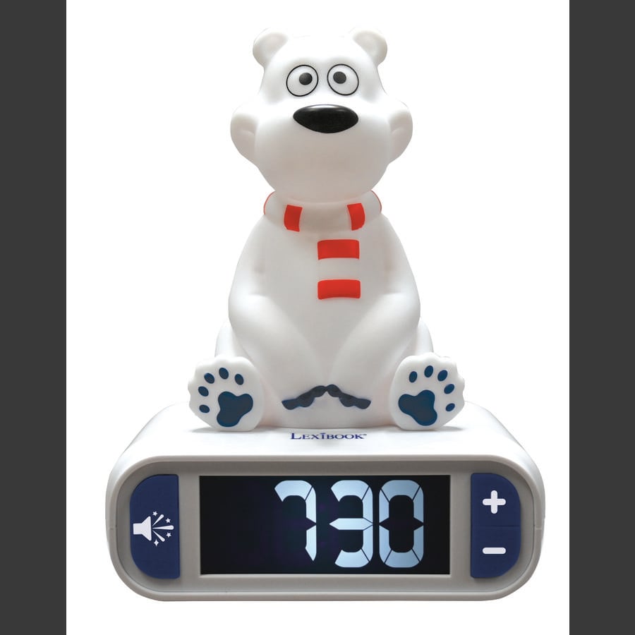 LEXIBOOK Vækkeur med 3D-isbjørn med natlysfigur og flotte ringetoner