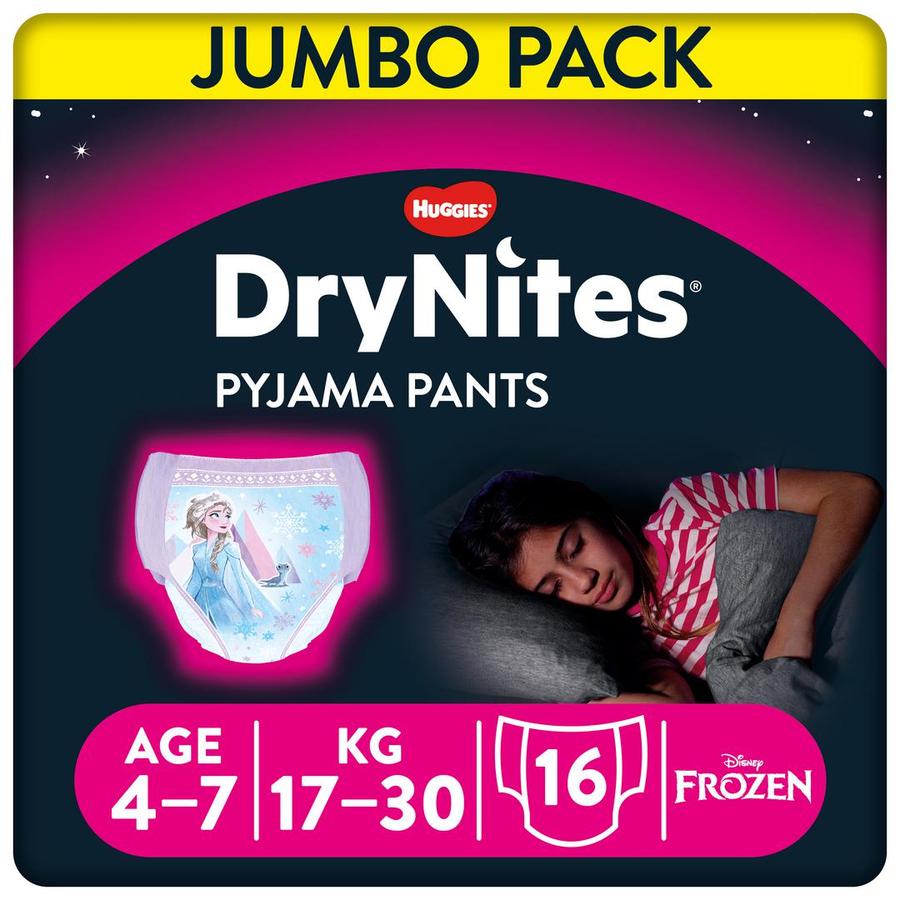 Huggies DryNites Pyjama Pants Einweg Mädchen in Disney Design 4-7 Jahre Jumbopack