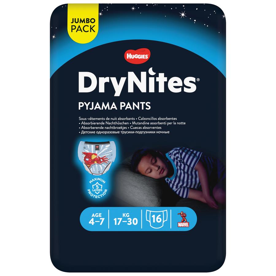 Huggies DryNites pyjamasbyxor för engångsbruk pojkar 4-7 år Jumbopack