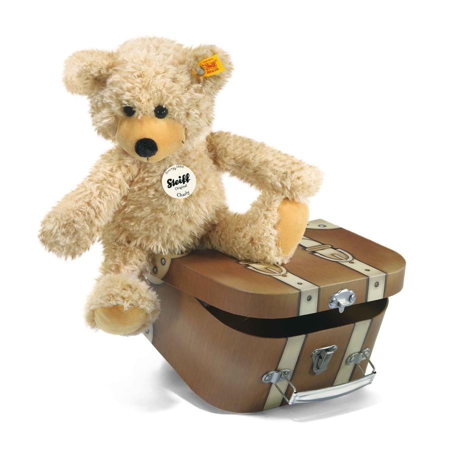 STEIFF Teddybjørn Charly med kuffert, 30 cm, i beige