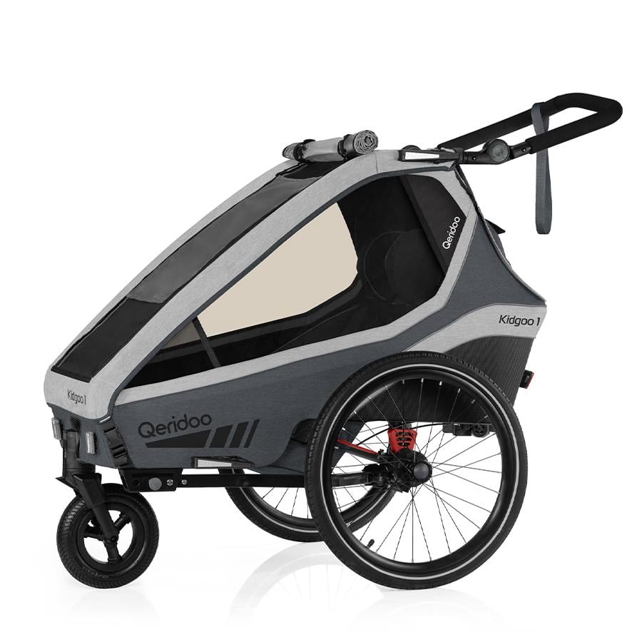 Qeridoo ® remolque de bicicleta para niños Kidgoo1 Steel Grey