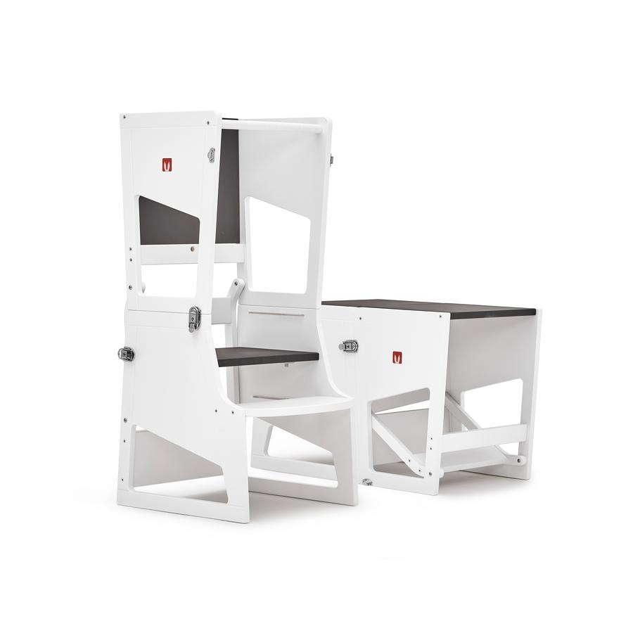 Bianconiglio Kids ® Leren toren Transformator met schoolbord kant mat wit