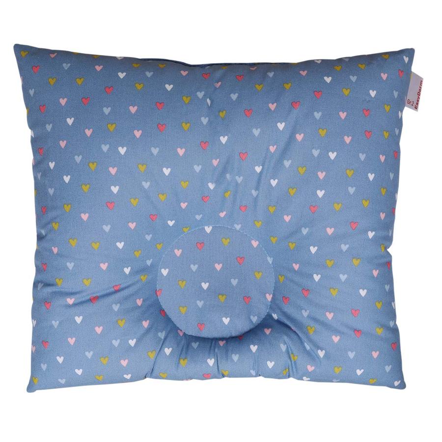 BabyDorm ® Poduszka profilaktyczna EasyDorm Nick niebieska z kolorowymi serduszkami