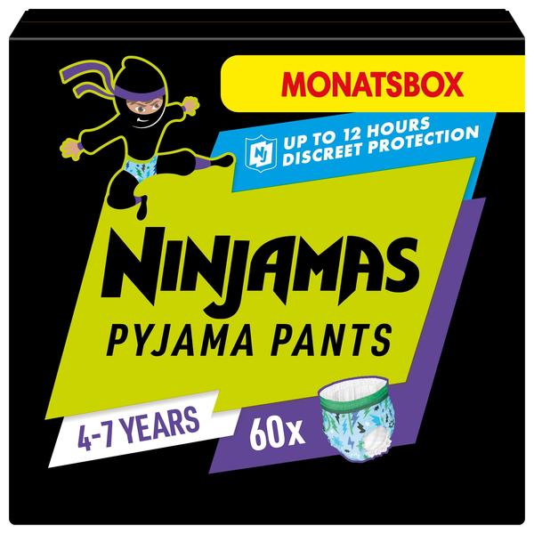 NINJAMAS Pyjama Pants Caja mensual para niños, 4-7 años, 60 piezas