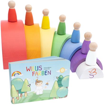 Schmetterline Holzbogen und -puppen-Set mit Buch "Willis Farben" 