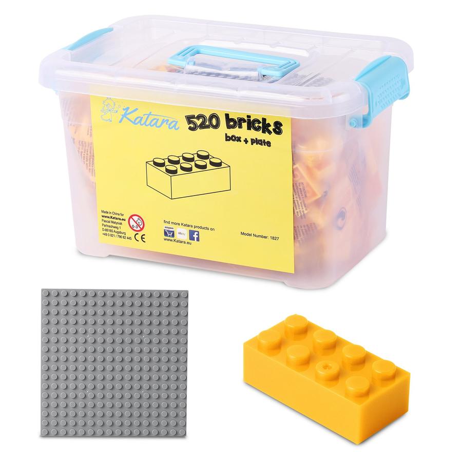 Katara Bloques de construcción con caja y placa base amarillo 520 piezas