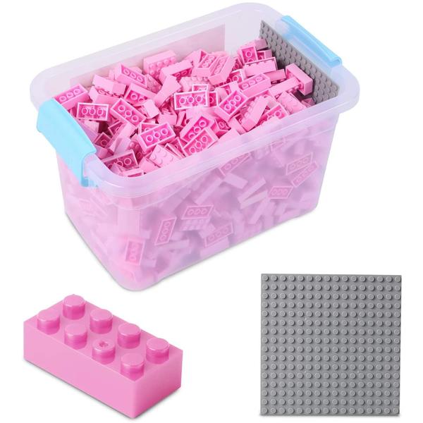 Katara Bouwstenen - 520 stuks met doos en grondplaat, roze