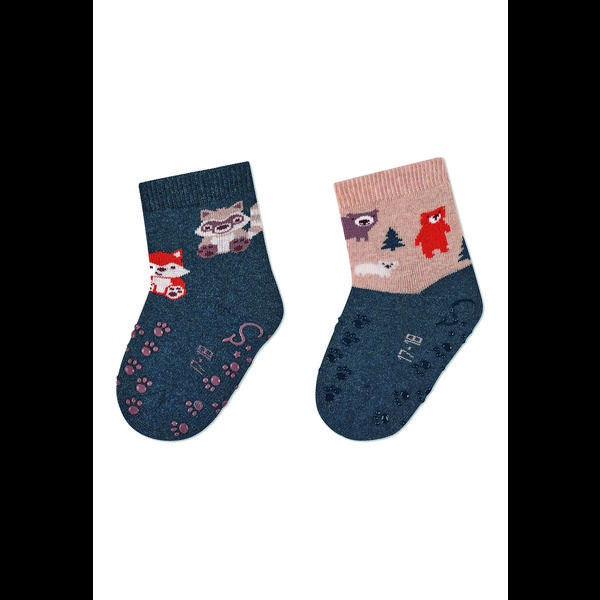 Sterntaler ABS-sokker til småbørn Twin Pack Skovdyr blå melange 