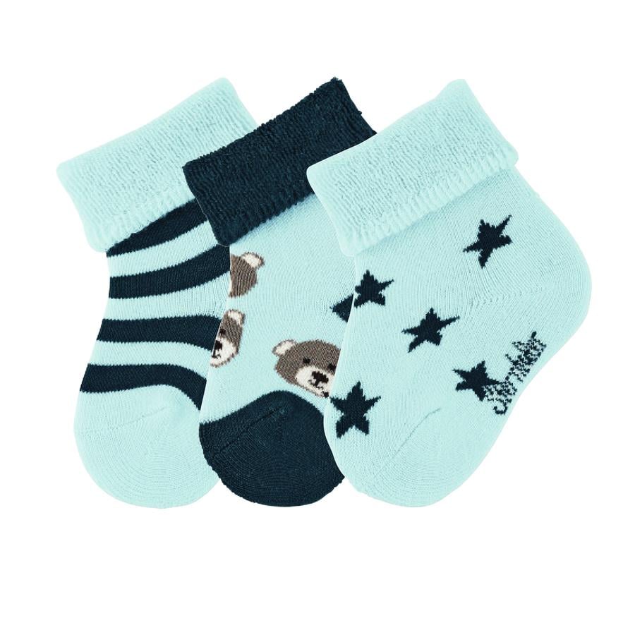 Sterntaler Dětské ponožky 3-pack medvědi světle modré 