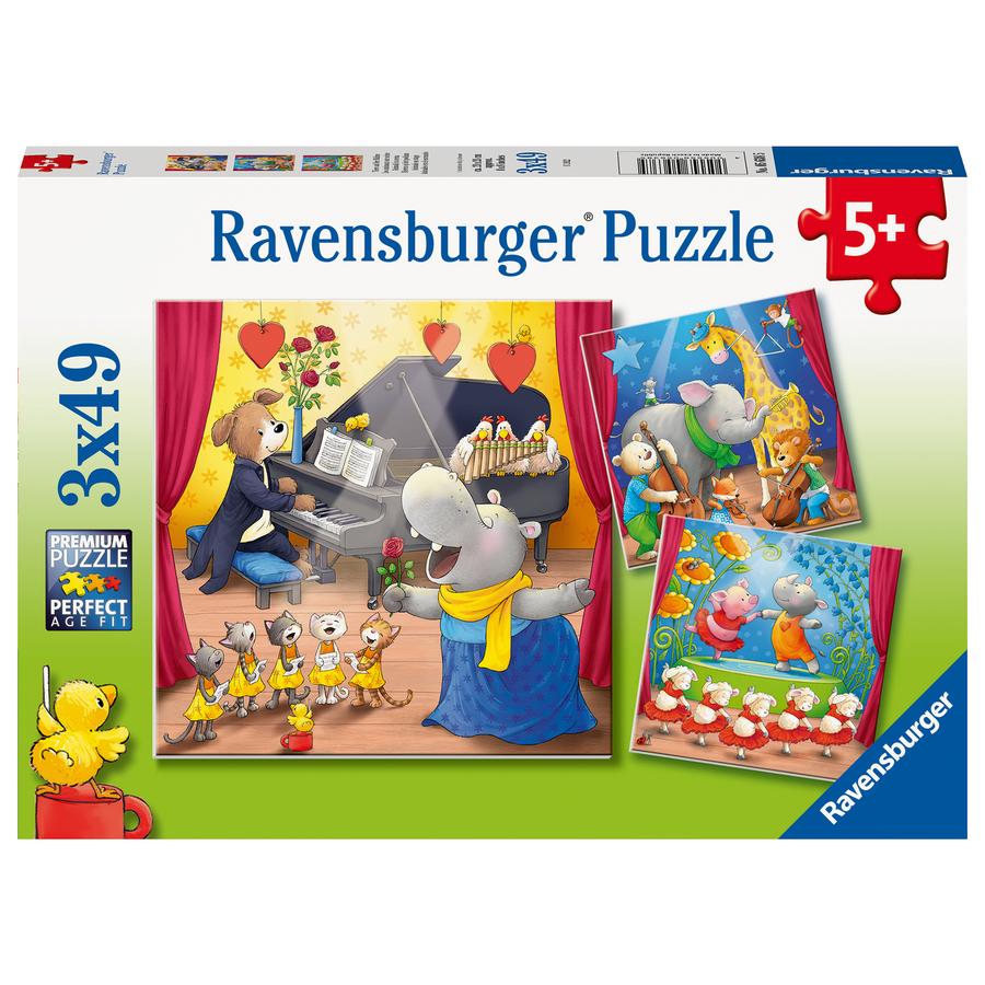 Ravensburger Puzzel 3 x 49 stukjes Dieren op het podium