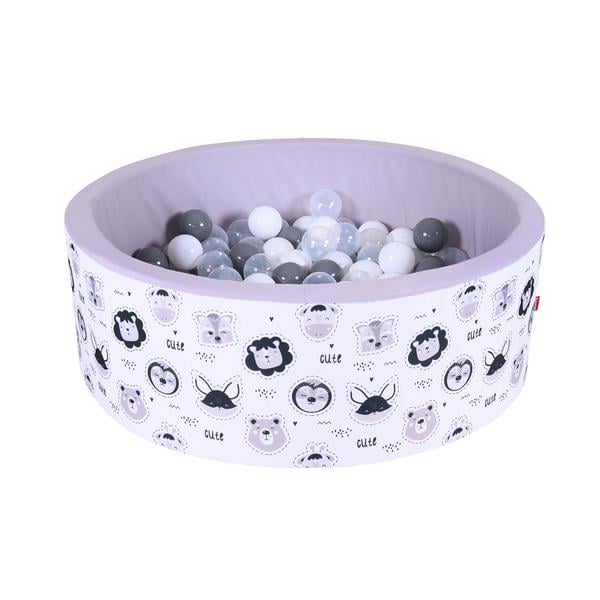 knorr® toys Bällebad soft Cute Animals 150 Bälle grau weiß transparent