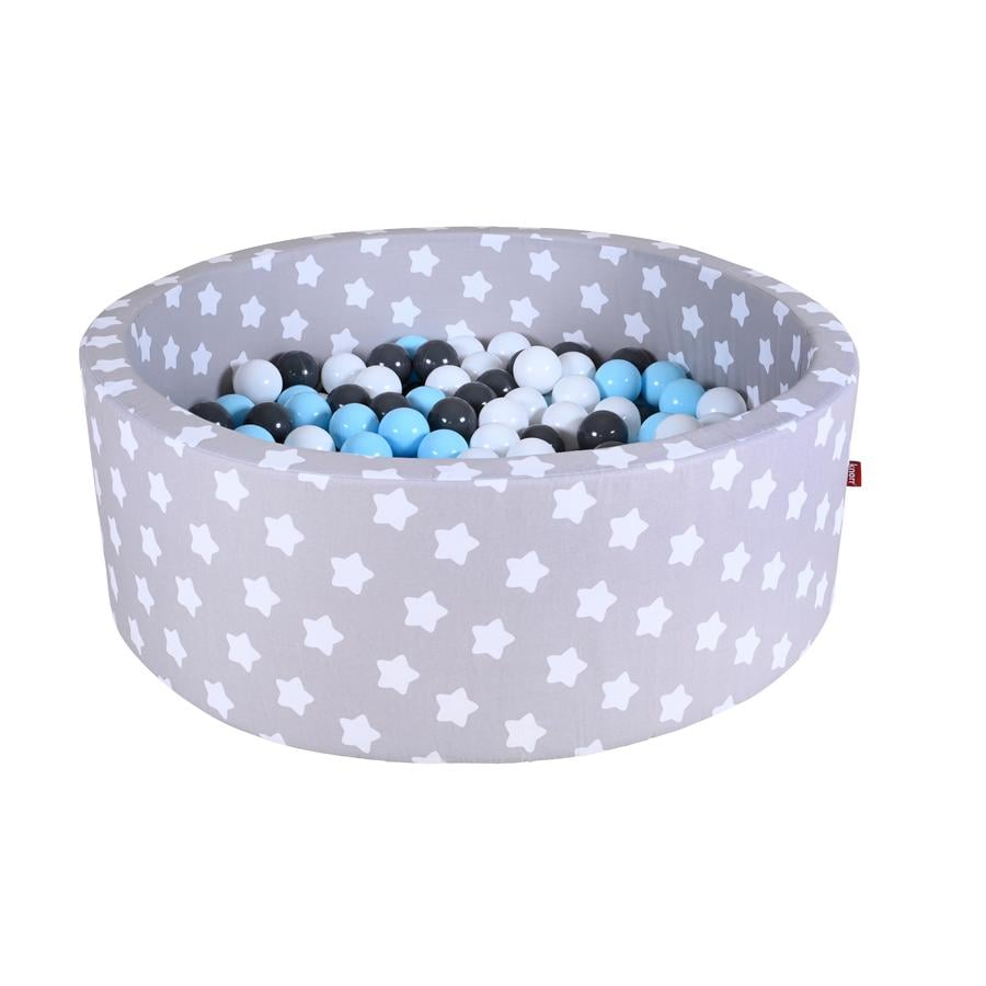 knorr® toys Piscine à balles enfant soft grey white stars, 300 balles crème/gris/bleu clair