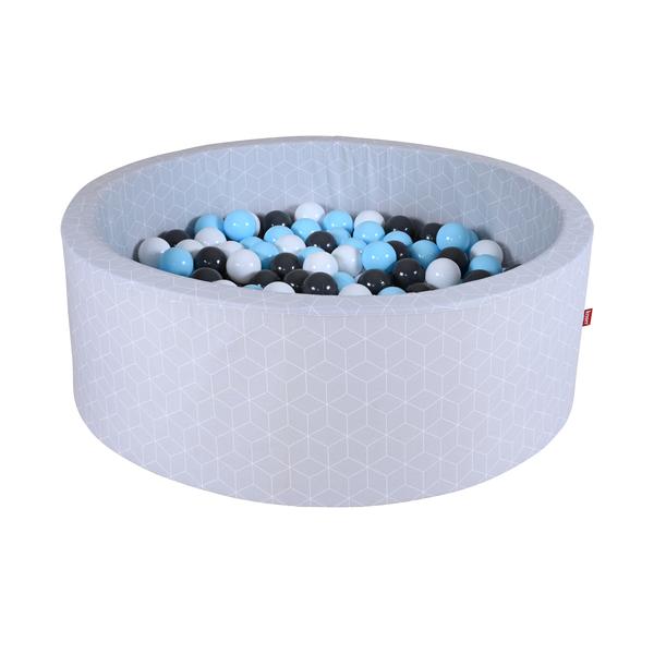 knorr® toys Piscine à balles enfant soft Geo cube grey 300 balles crème/gris/bleu clair