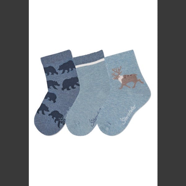 Sterntaler Sokken 3-pack beren inkt blauw