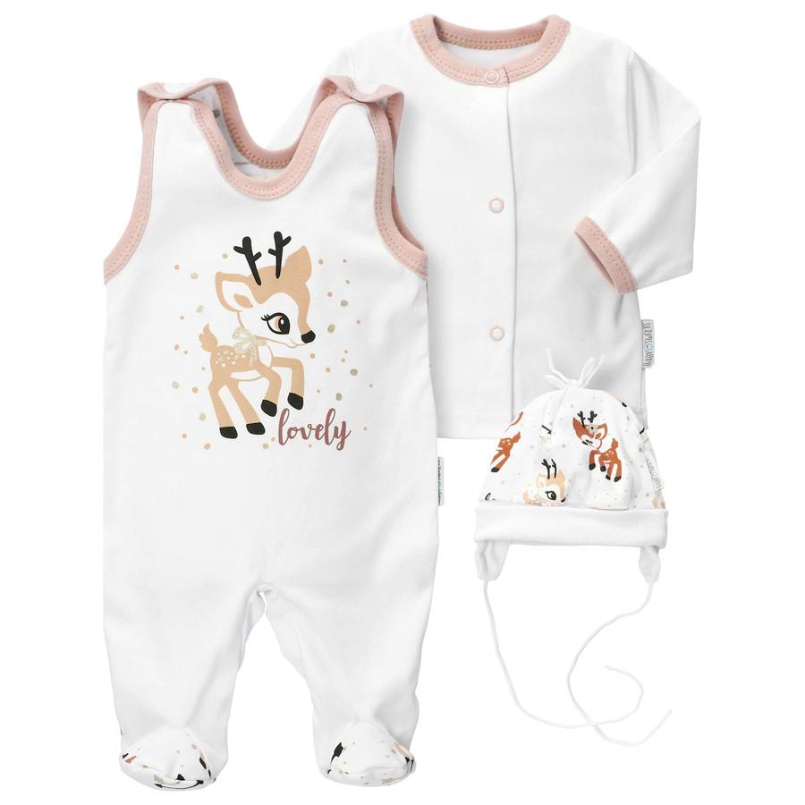 Baby Sweets 3tlg Set Strampler + Shirt + Mütze Lovely Deer beige weiß
