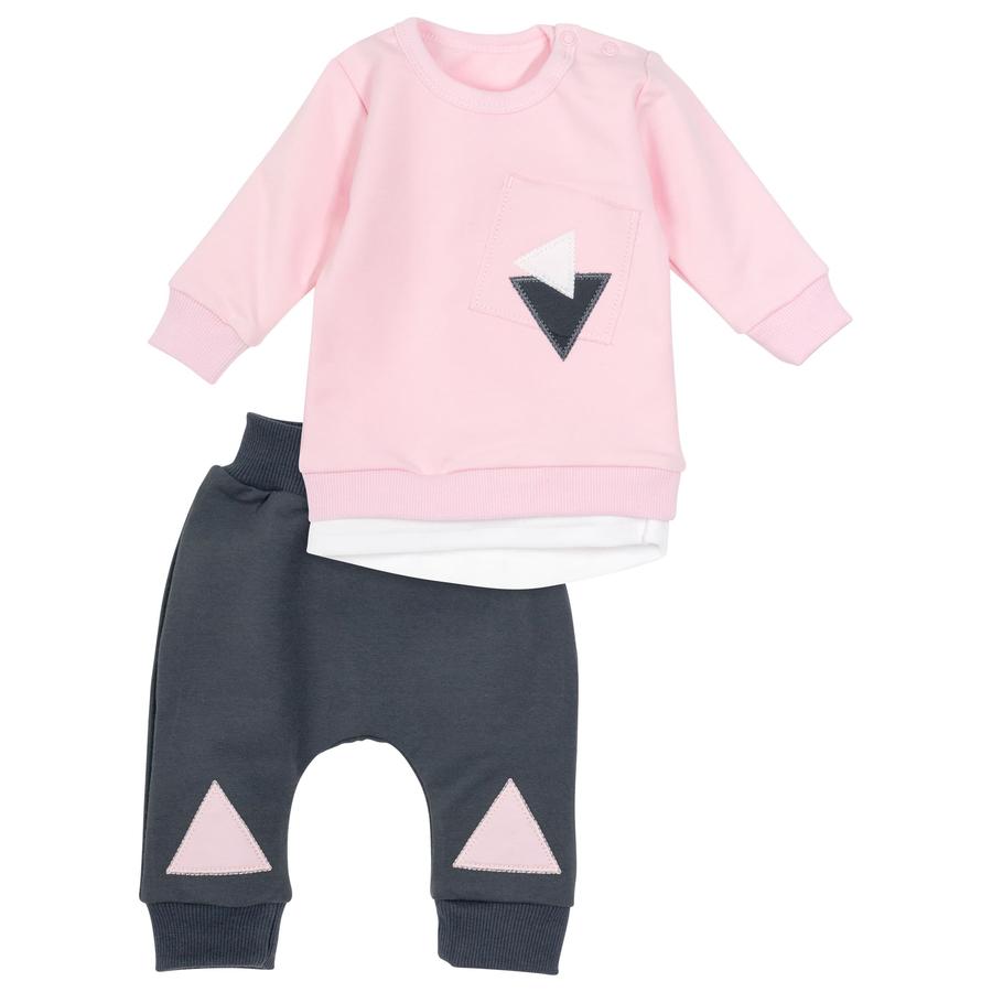 Baby Sweets 2tlg Set Shirt + Hose Lieblingsstücke Triangle grau rosa