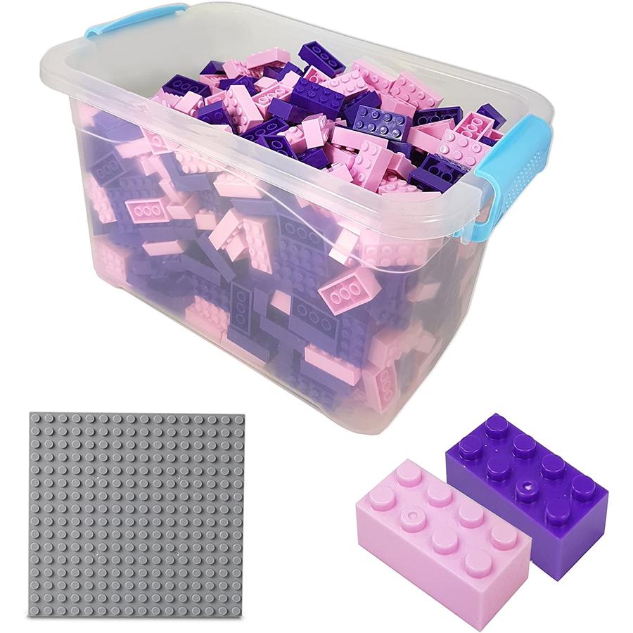 Katara Bouwstenen - 520 stuks met doos en grondplaat, paars/roze