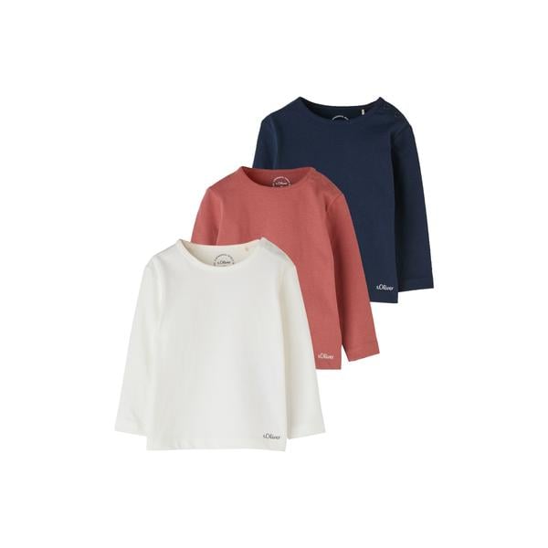s. Olive r Shirt met lange mouwen 3-pack wit/rood/blauw