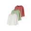 s. Olive r Shirt met lange mouwen 3-pack wit/groen/rood