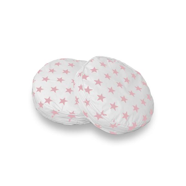 TICAA Rundes Kissen-Set für Kinderzimmer 2-teilig Stern Weiß-Rosa