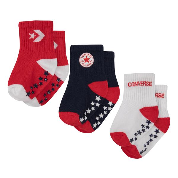 Converse 3-pack Stopper Sokken rood/blauw/wit