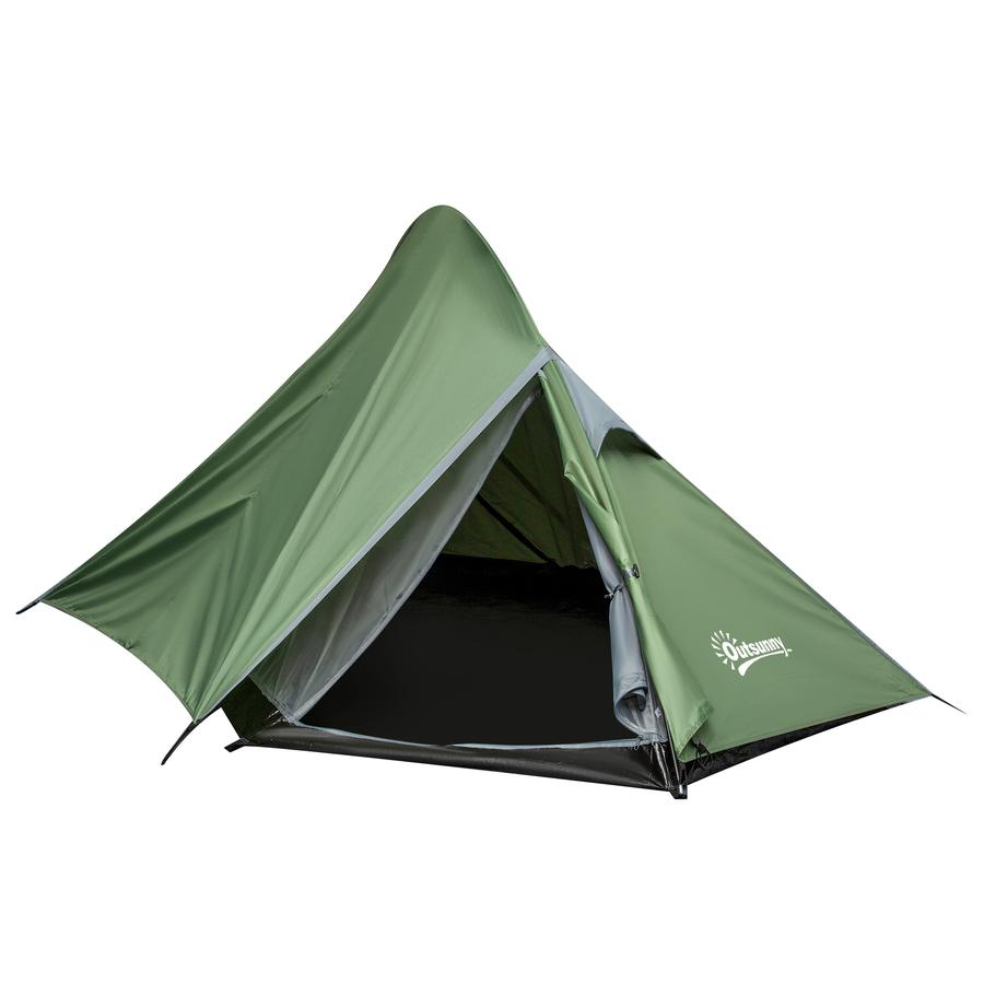 Outsunny Campingzelt für 2 Personen dunkelgrün, schwarz, weiß