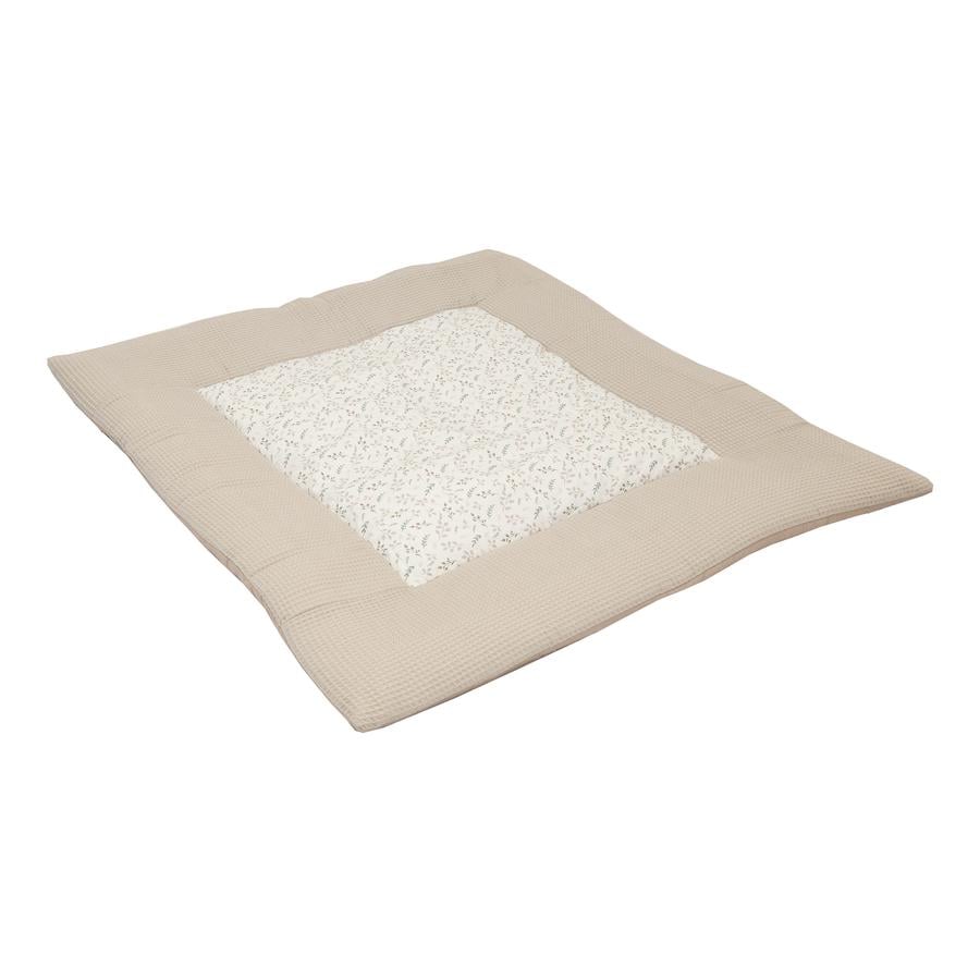 ULLENBOOM Toddler Blanket &amp; Playpen Pad Waffle Motif Floral Sand 100 x 100 c
