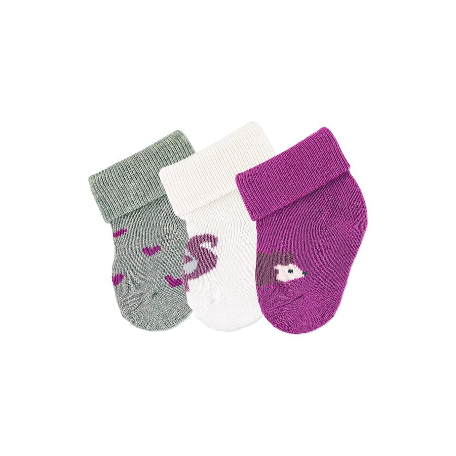 Sterntaler First Baby Socks 3-Pack Hearts Light Grey 