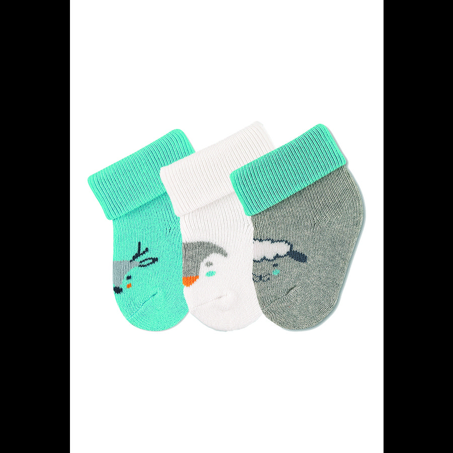 Sterntaler First Baby Socks 3-Pack Moose Light Turquoise