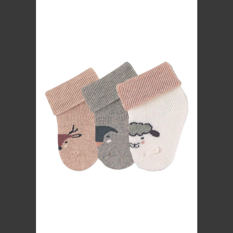 Sterntaler First Baby sokker 3-pak Elg beige melange 