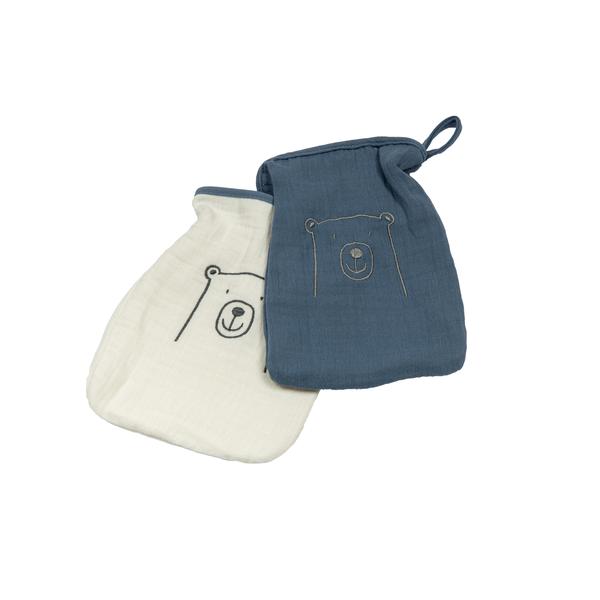 Be Be 's Collection Muslin Washandje 2-Pack Donkerblauw