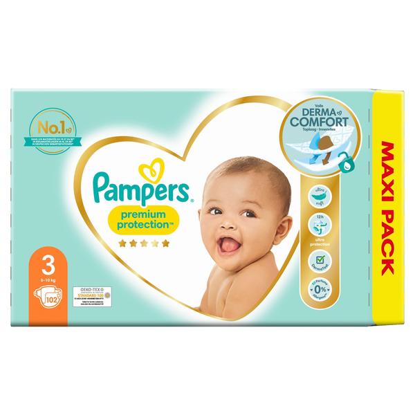 Pampers Premium Protection , Gr. 3 Midi, 6-10kg, Maxi Pack (1x 102 luiers)