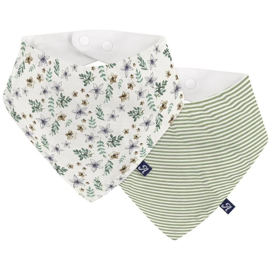 Alvi ® Trekantet tørklæde 2-pack Petit Fleurs grøn/hvid