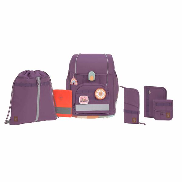 LÄSSIG 7-delt Boxy Unique skoletaske-sæt med 7 dele purple 