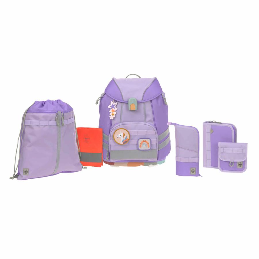LÄSSIG Flexy Unique 7-delt skoletaskesæt i violet/lavendel
