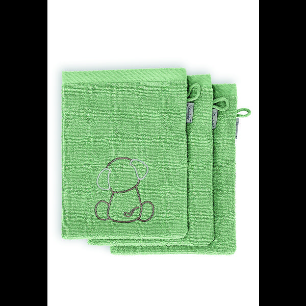 Sterntaler Tvätthandskar 3 pack hund grön 