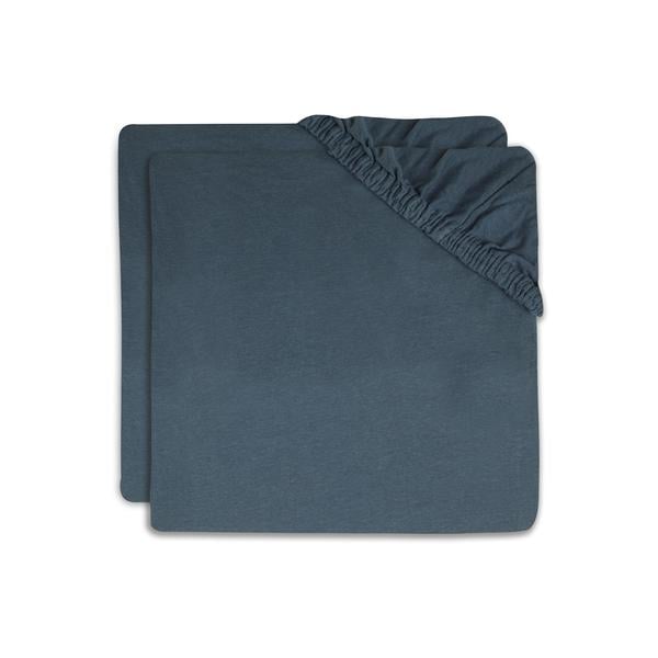 jollein Fitted Sheet Cradle Jersey 40/50x80/90cm pakke med 2 Jeans Blue