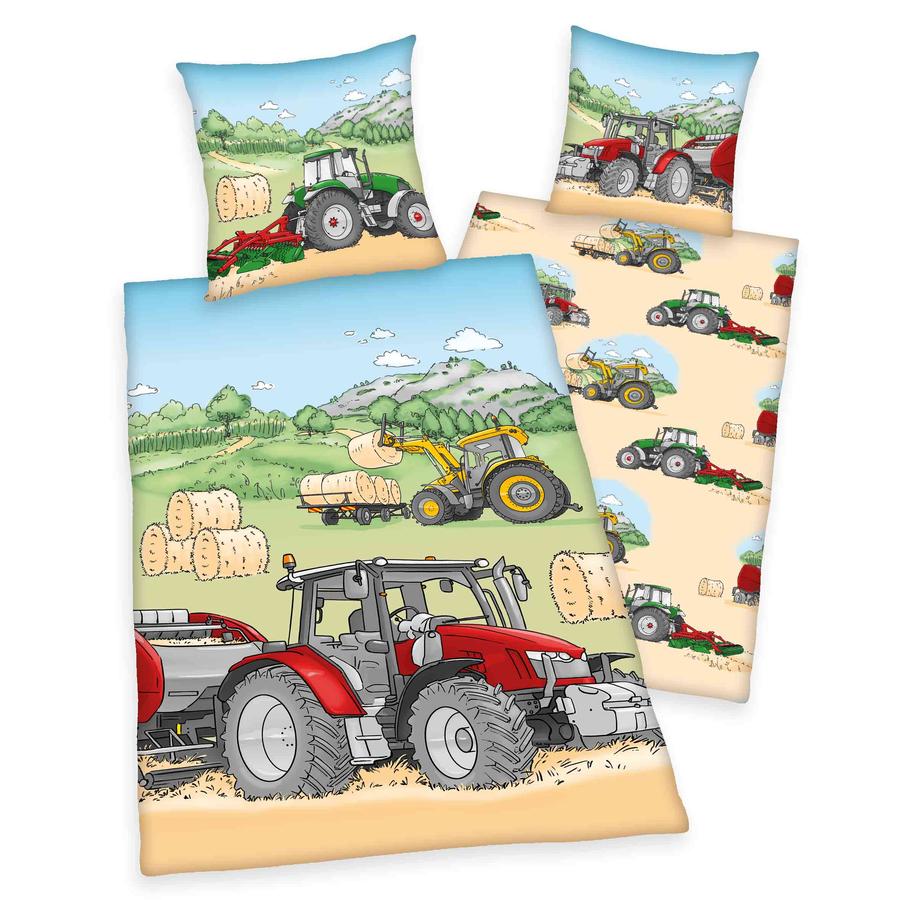 HERDING Flanell Sängkläder Traktor 135 x 200 cm