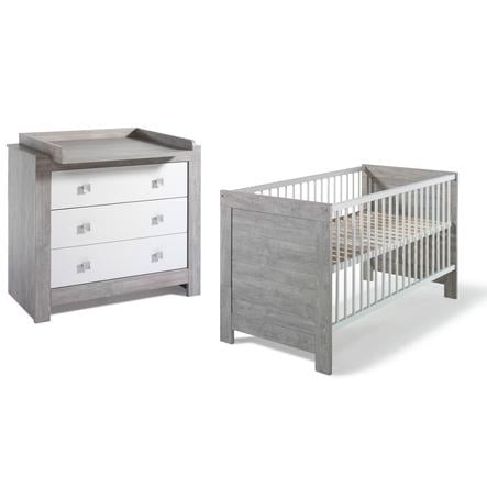 Schardt Ensemble Lit Enfant Commode A Langer Nordic Driftwood Blanc Gris Roseoubleu Fr