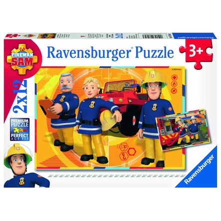Ravensburger Kinder Puzzle Feuerwehrmann Sam im Einsatz 2x 12 Teile ab 3 Jahre 