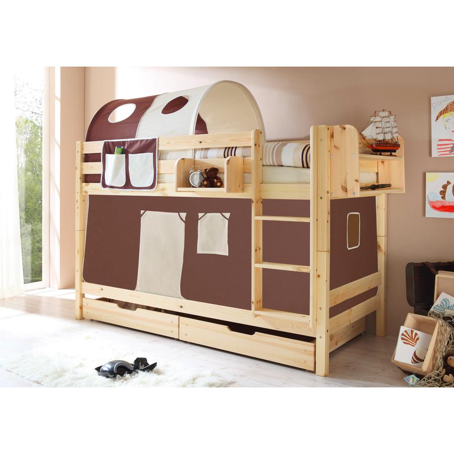 TICAA Letto a castello MARCEL Pino Naturale beige-marrone ...