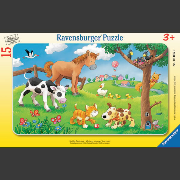 Ravensburger Rahmenpuzzle - Knuffige Tierfreunde 15 Teile