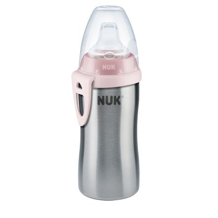 NUK Trinkflasche Active Cup pink aus Edelstahl ab 12. Monate