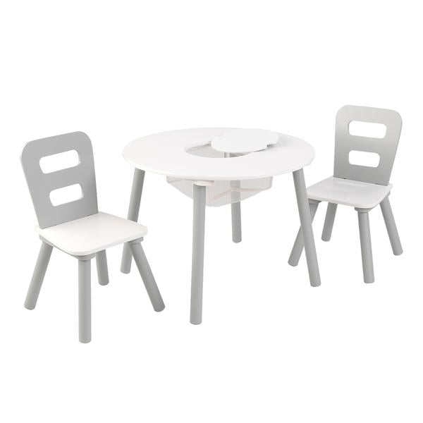 KidKraft® Okrągły stolik z 2 krzesełkami, biały/szary
