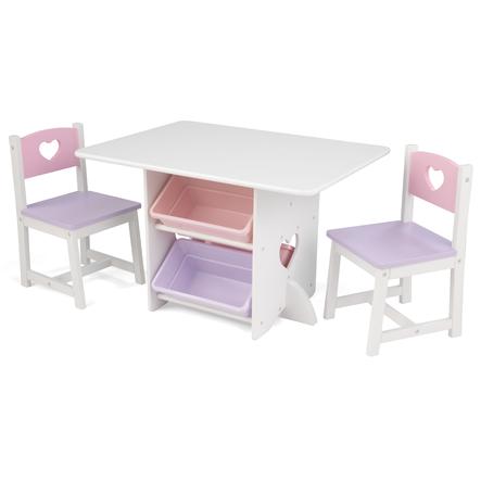 KidKraft® Stolik i 2 krzesełka Serca, biały/różowy
