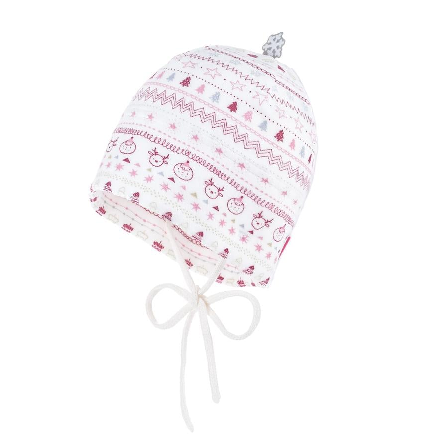 maximo Girls Beanie Nicky plys uld hvid-bordeaux