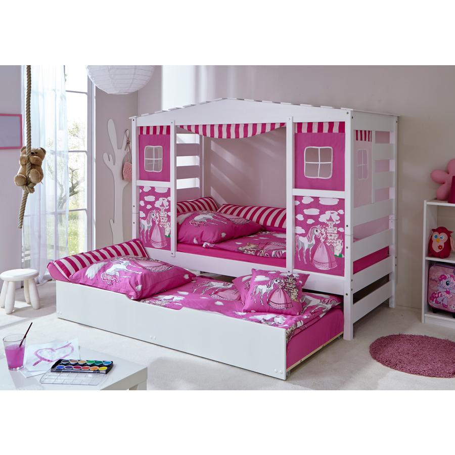 TiCAA Łóżko Domek Konik + dodatkowe łóżko, różowy
