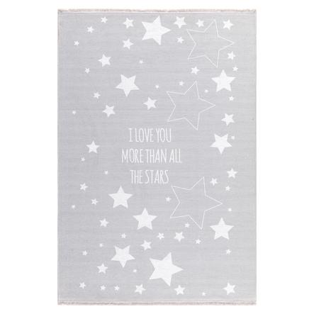LIVONE Tappeto da gioco per bambini Happy Rugs Love you Stars, grigio/bianco, 100 x 160 cm 