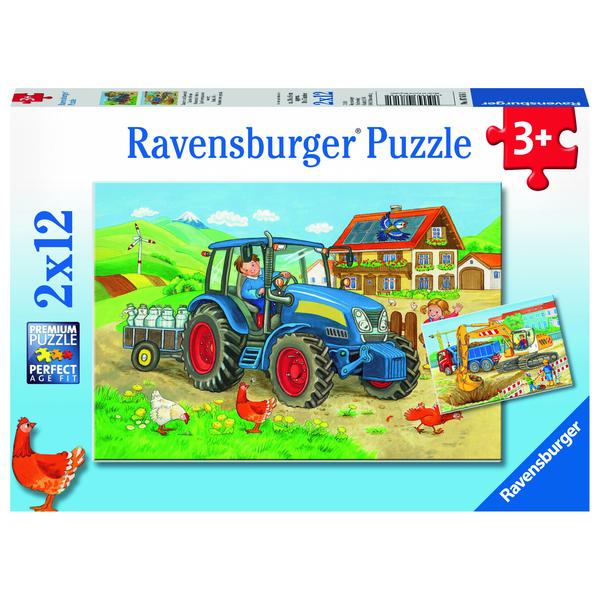 Ravensburger Puzzle 2x12 kusů - staveniště a farma 